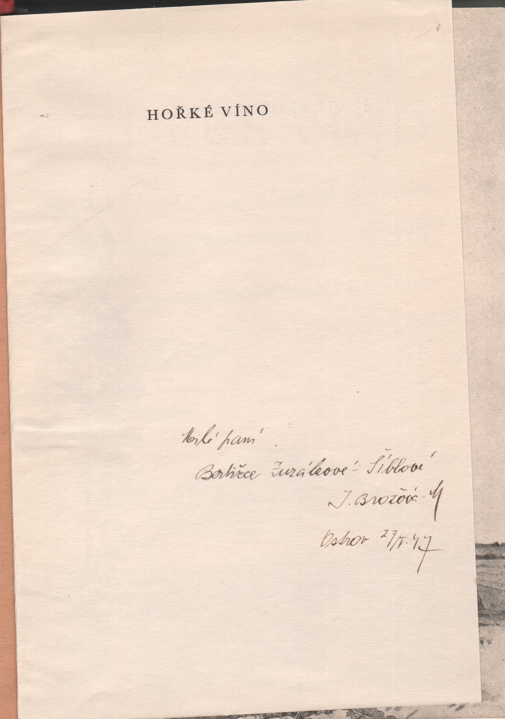 Brožová-Malá, Julie - Hořké víno (podpis)