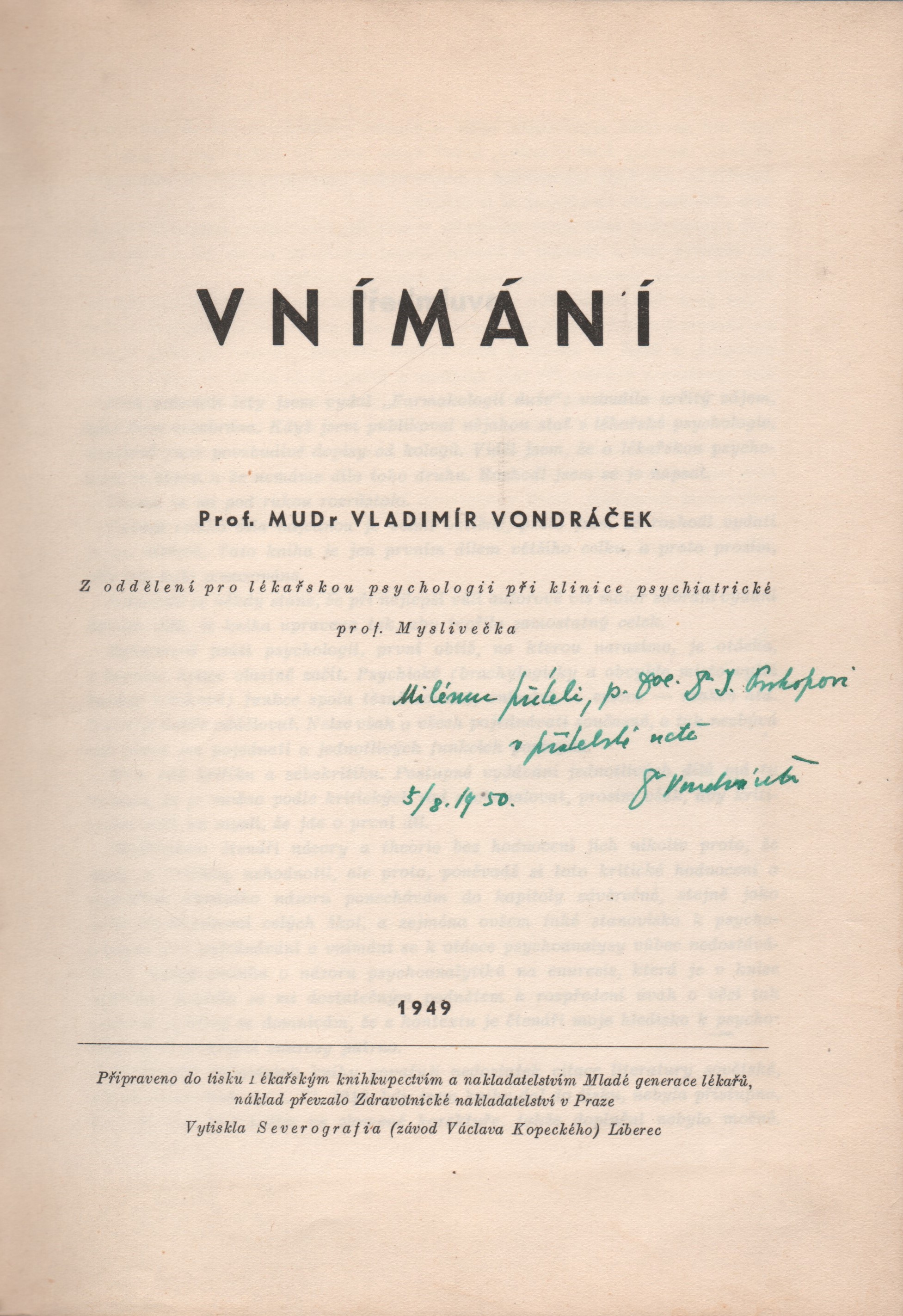 Vondráček, Vladimír - Vnímání (podpis)