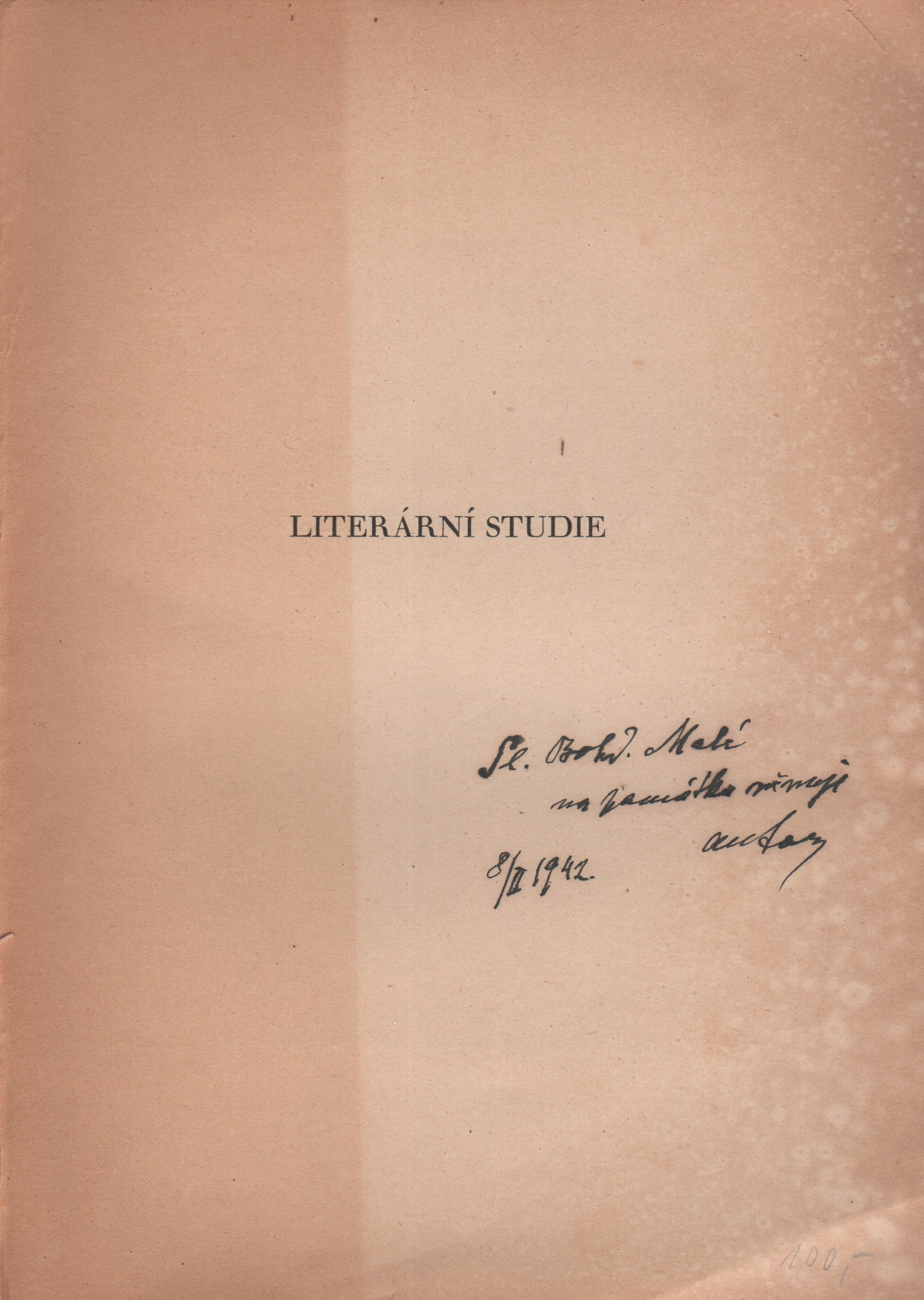 Velenovský, Josef - Literární studie (podpis)