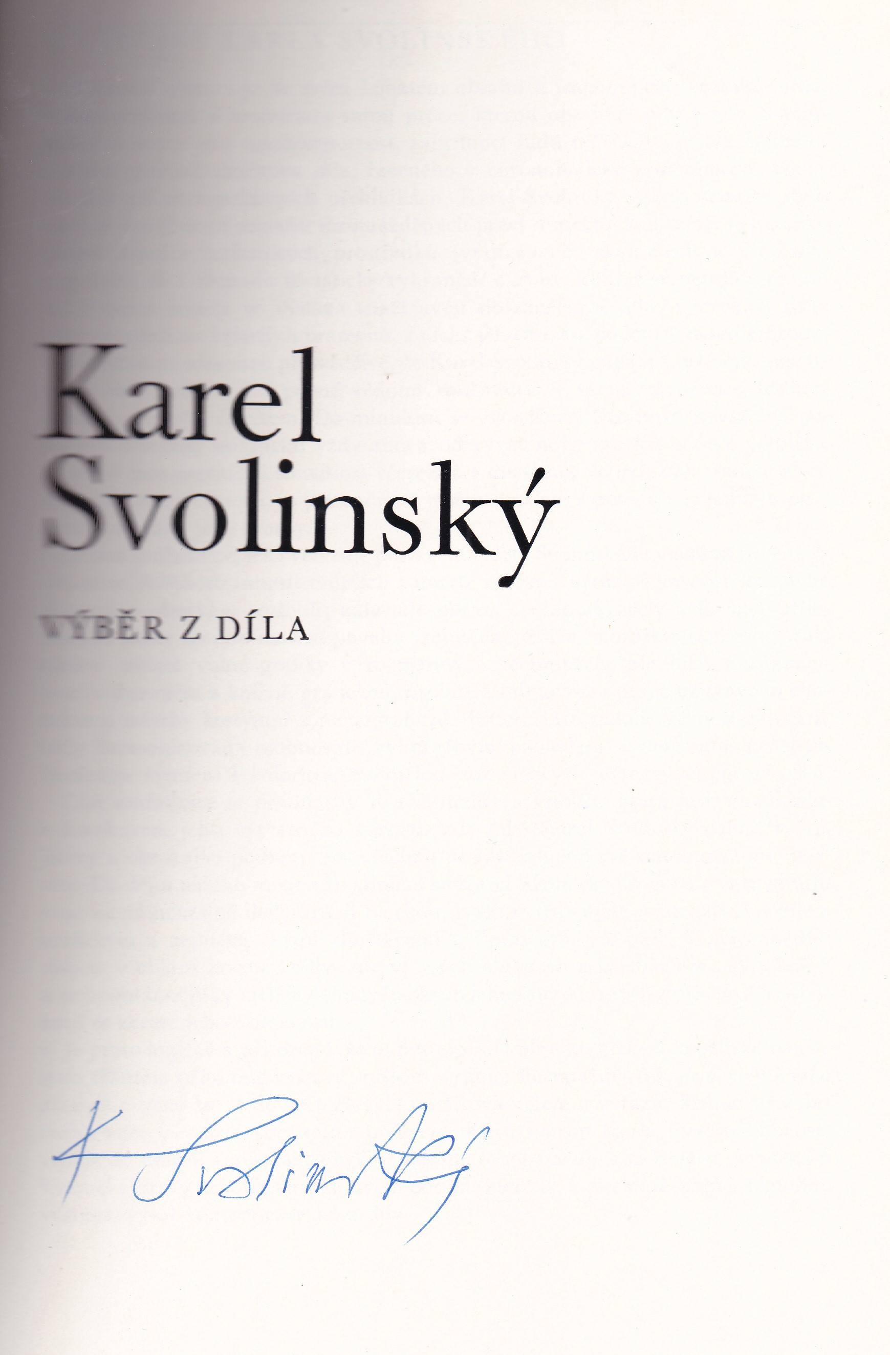 Karel Svolinský: Výběr z díla (podpis)