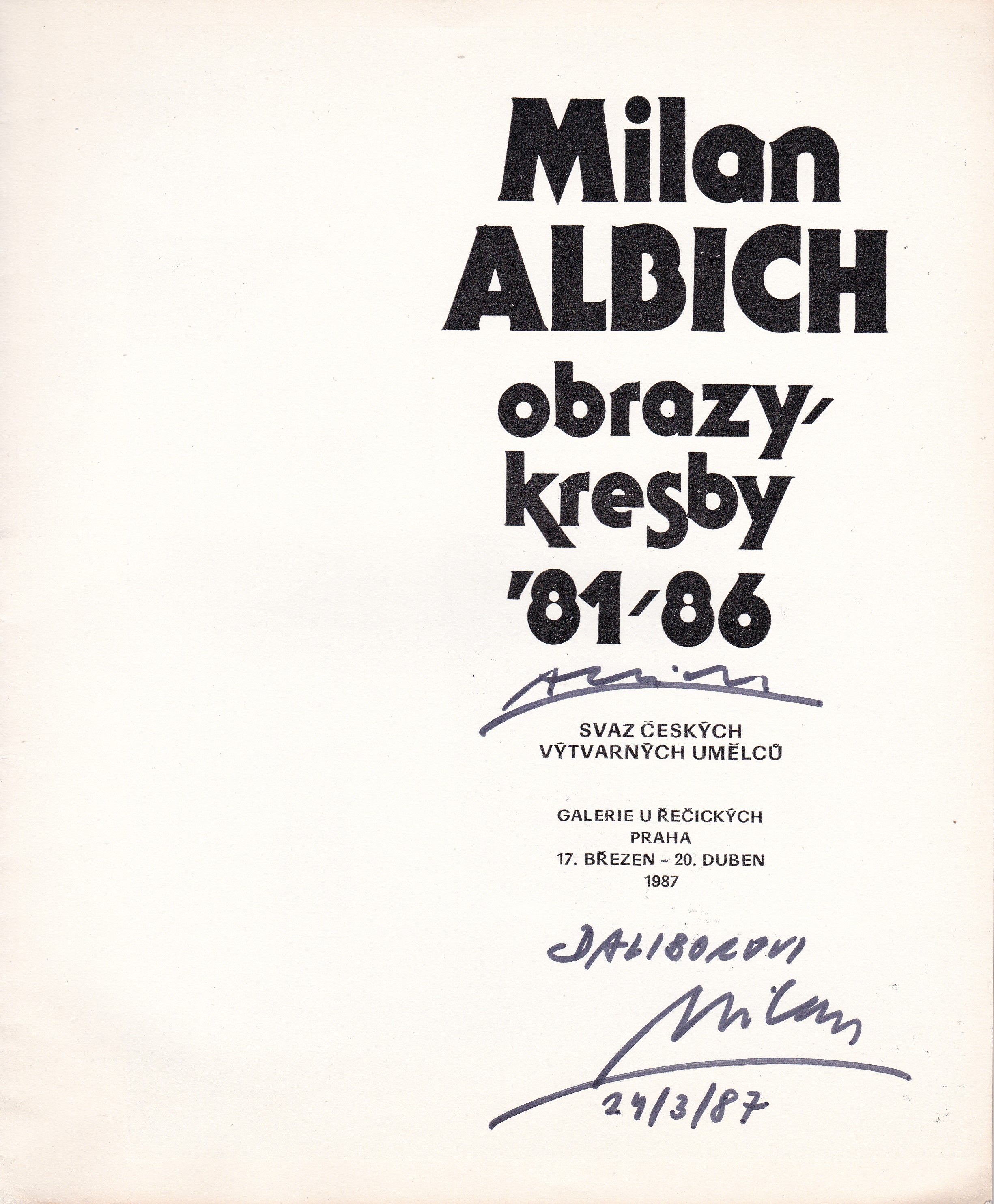 Milan Albich: Obrazy, kresby 81-86 (podpis)