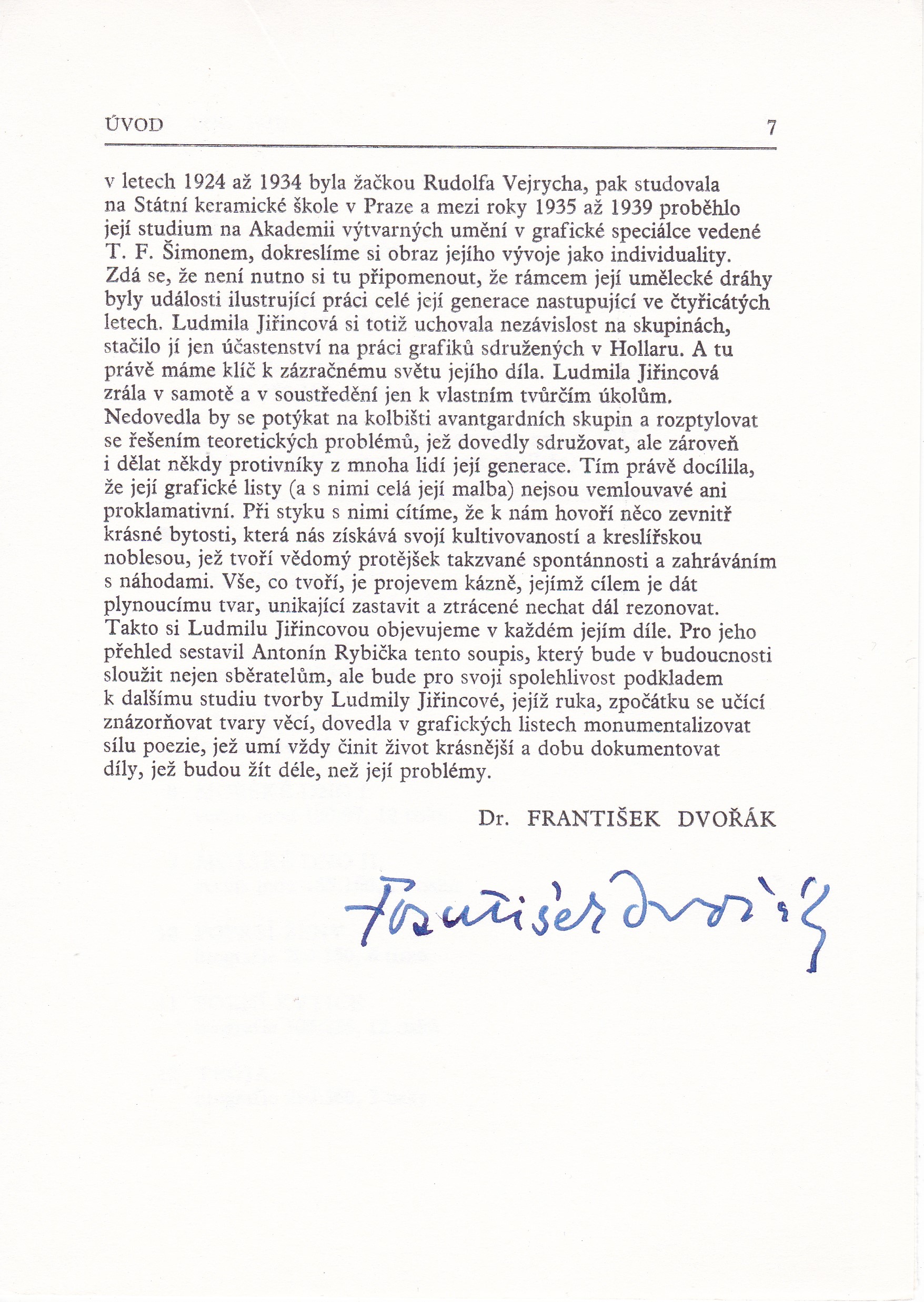 Ludmila Jiřincová: Soupis grafického díla (podpis)