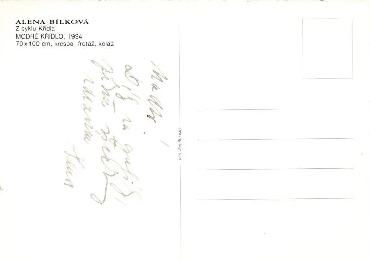 Alena Bílková: Modré křídlo, 1994 (podpis)