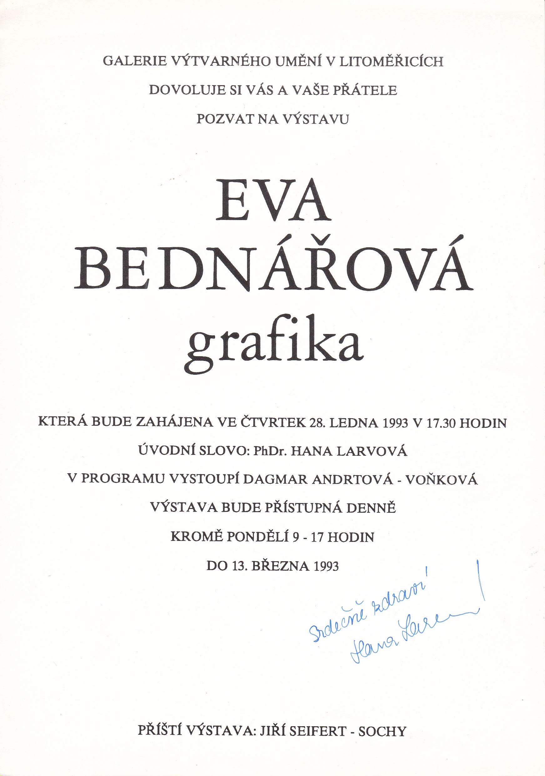 Eva Bednářová: Grafika (podpis)