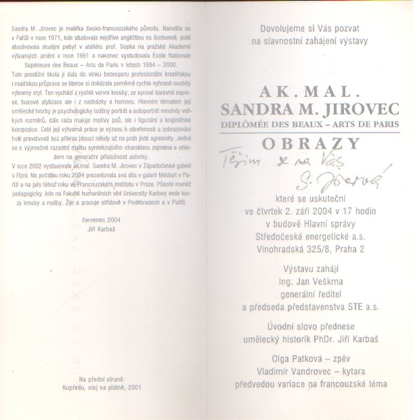 Sandra M. Jirovec: Obrazy (podpis)