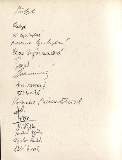 Podpisová kniha z výstavy Jindřich Novák: Obrtazy, grafika - 1974 (podpisy)