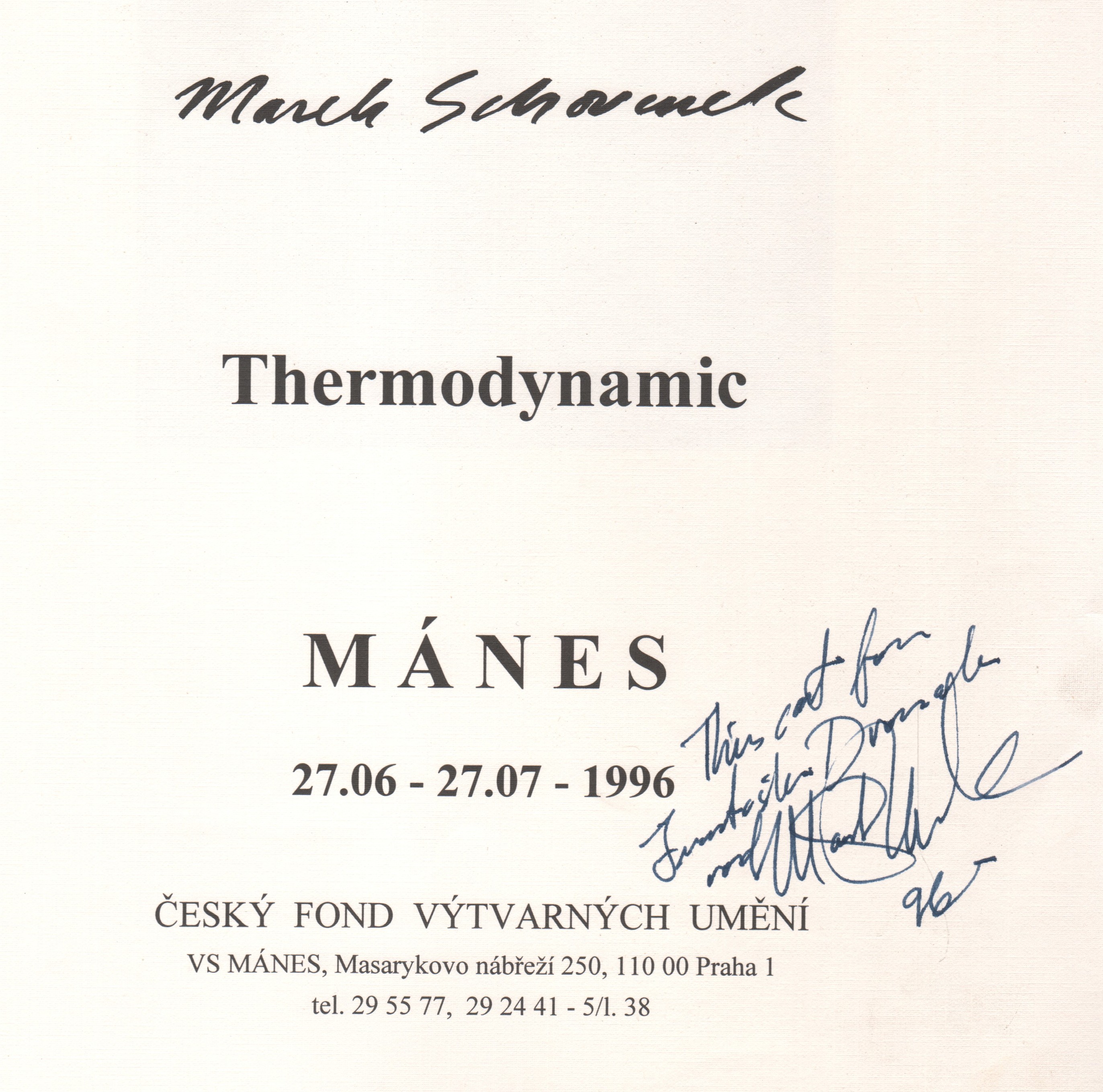 Marek Schovanek: Thermodynamic (podpis)