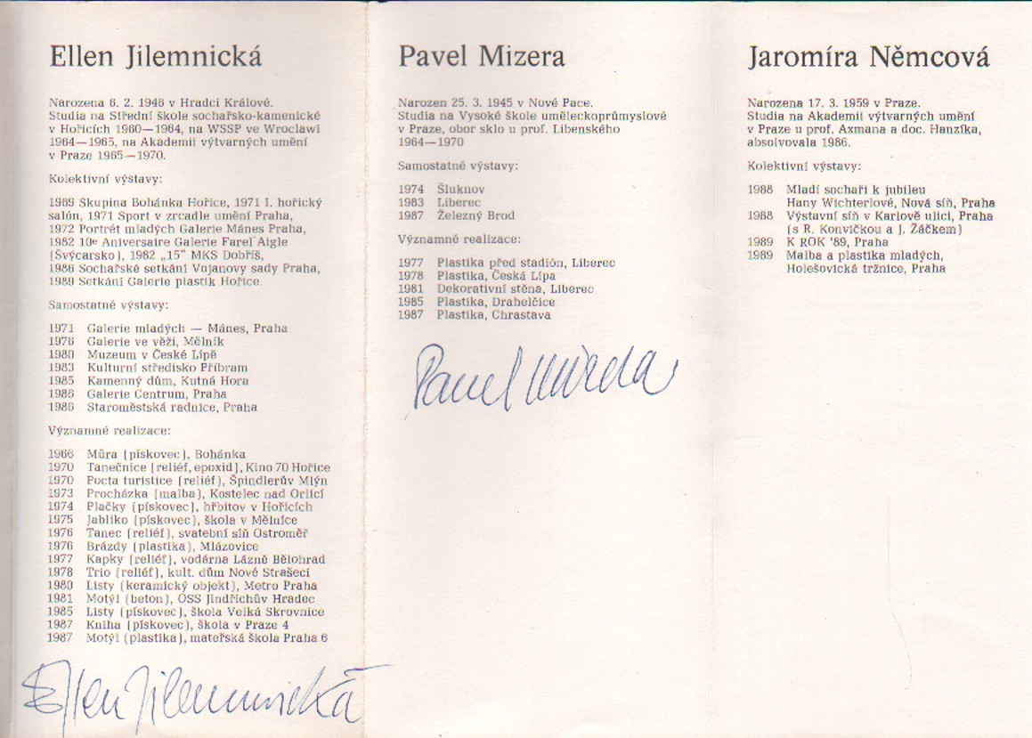 Hořické sochařské symposium 1989 (podpisy)