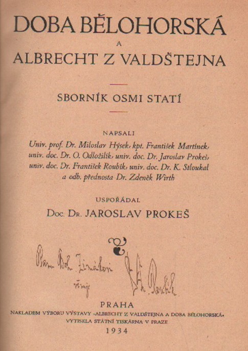 Doba bělohorská a Albrecht z Valdštejna (podpis)