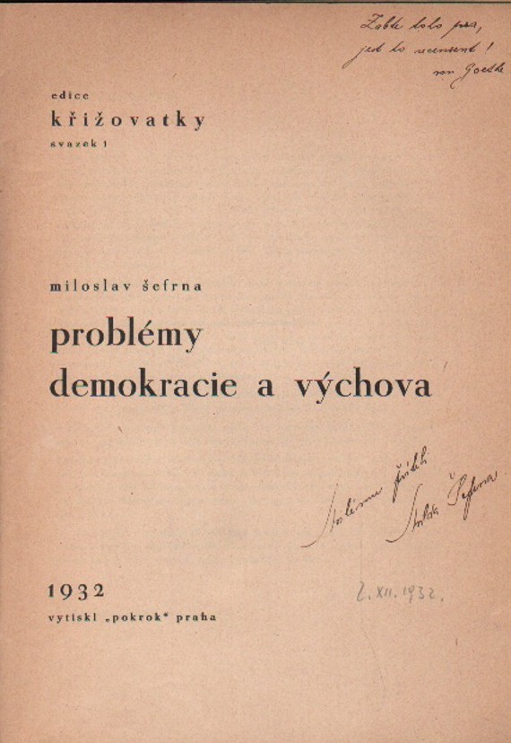 Šefrna, Miloslav - Problémy demokracie a výchova (podpis)
