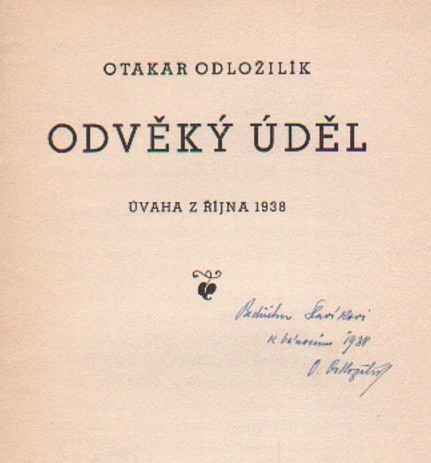Odložilík, Otakar - Odvěký úděl (podpis)