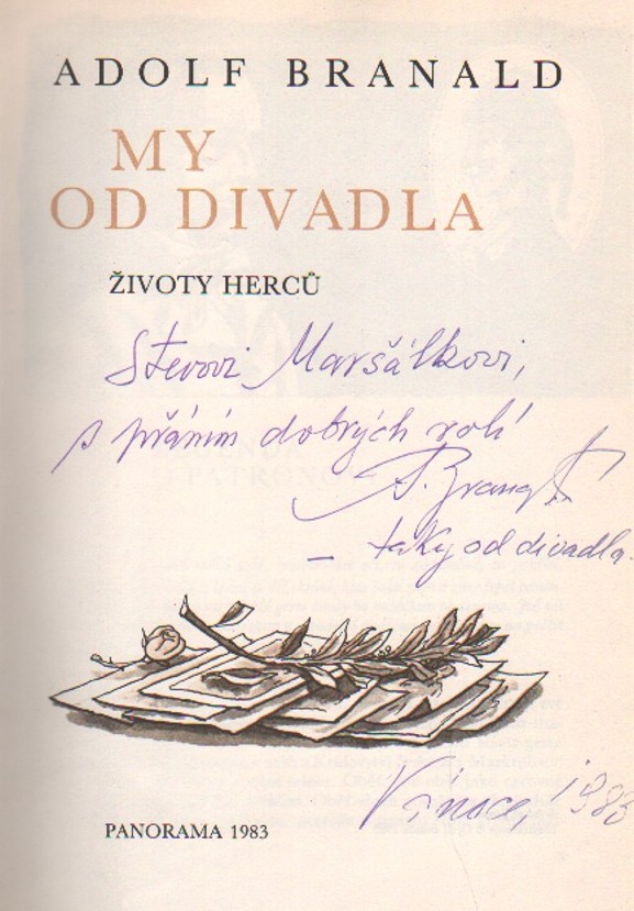 Branald, Adolf - My od divadla (podpis)