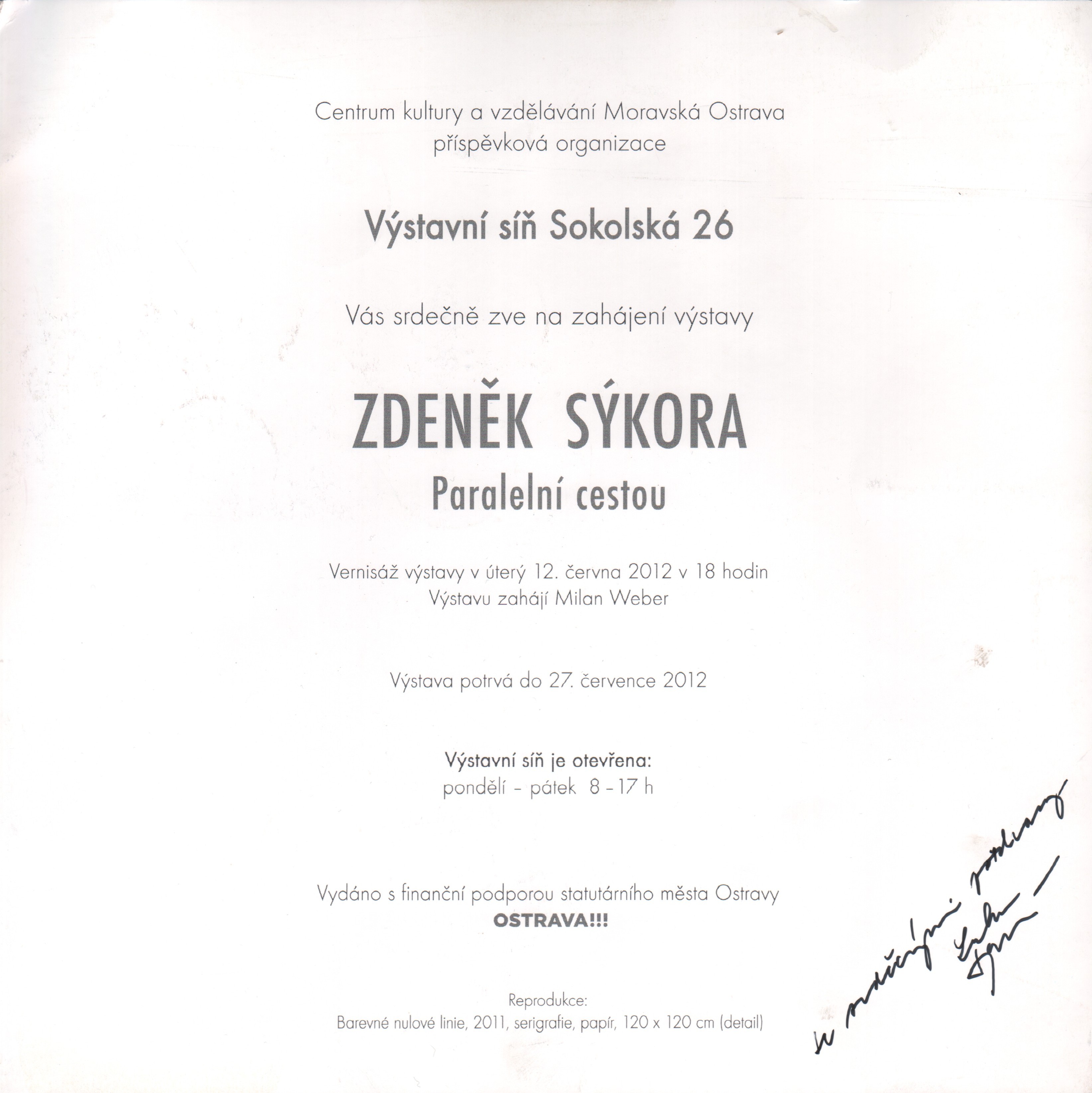 Zdeněk Sýkora: Paralelní cestou (podpis)