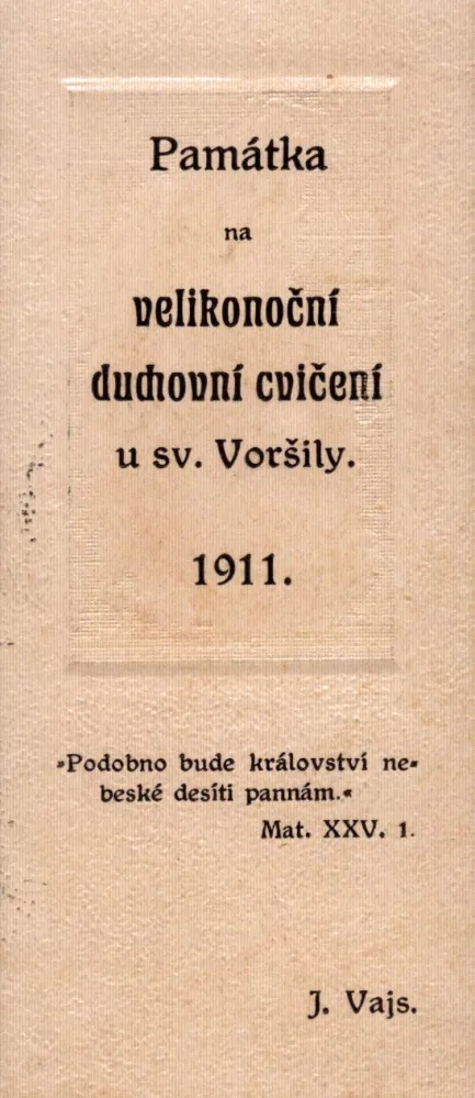 Památka na velikonoční duchovní cvičení u sv. Voršily