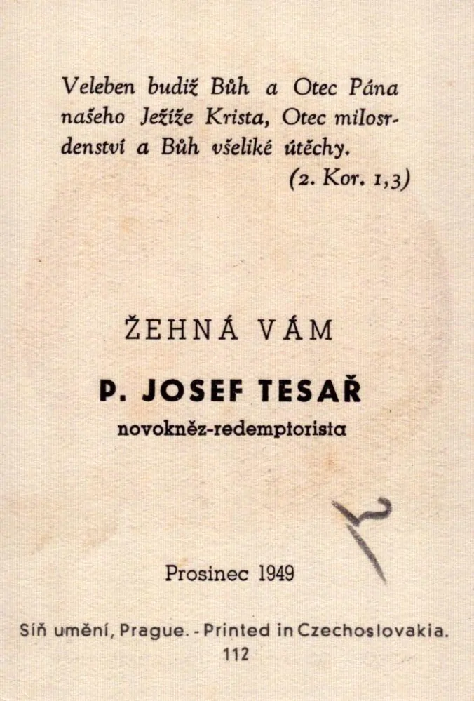 Žehná Vám O. Josef Tesař...