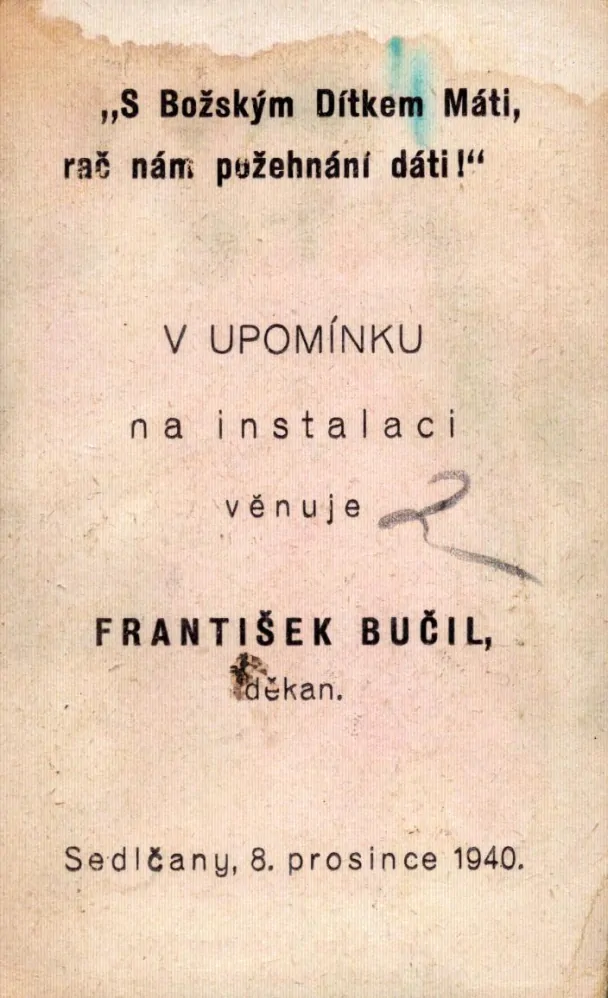 S Božským Dítkem, Máti, rač nám požehnání dáti!