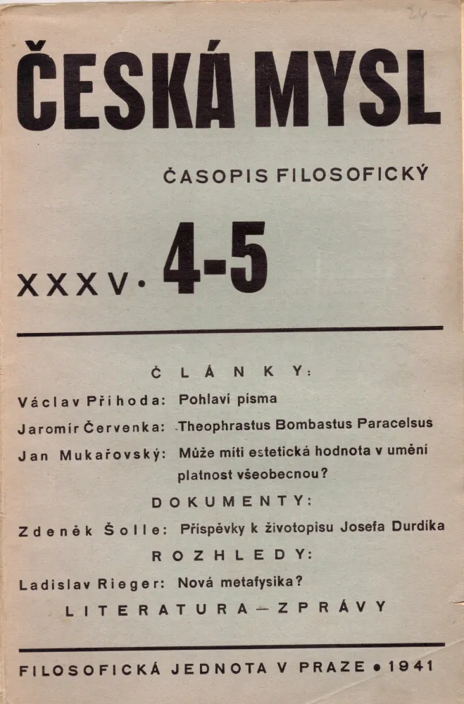 Česká mysl 1941, r. 35 - komplet