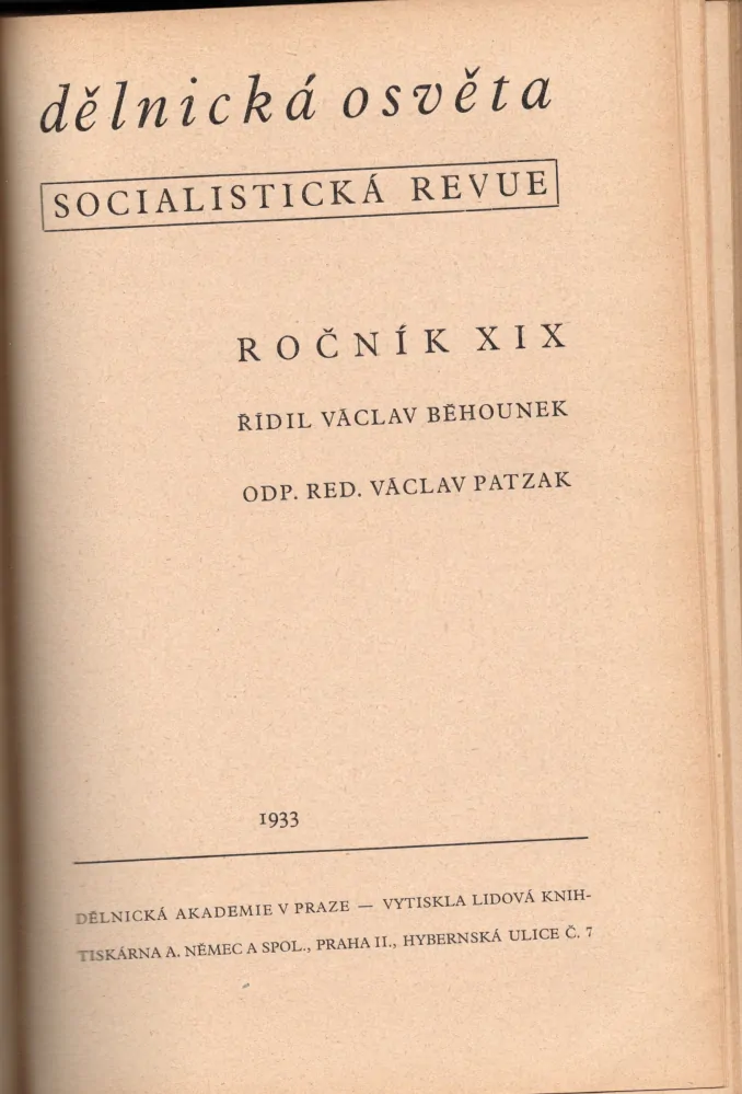 Dělnická osvěta 1932-1933, r. 18-19 - komplet