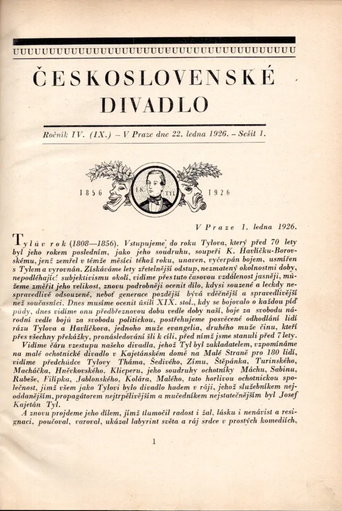 Československé divadlo 1926 r. 4 (9) - komplet
