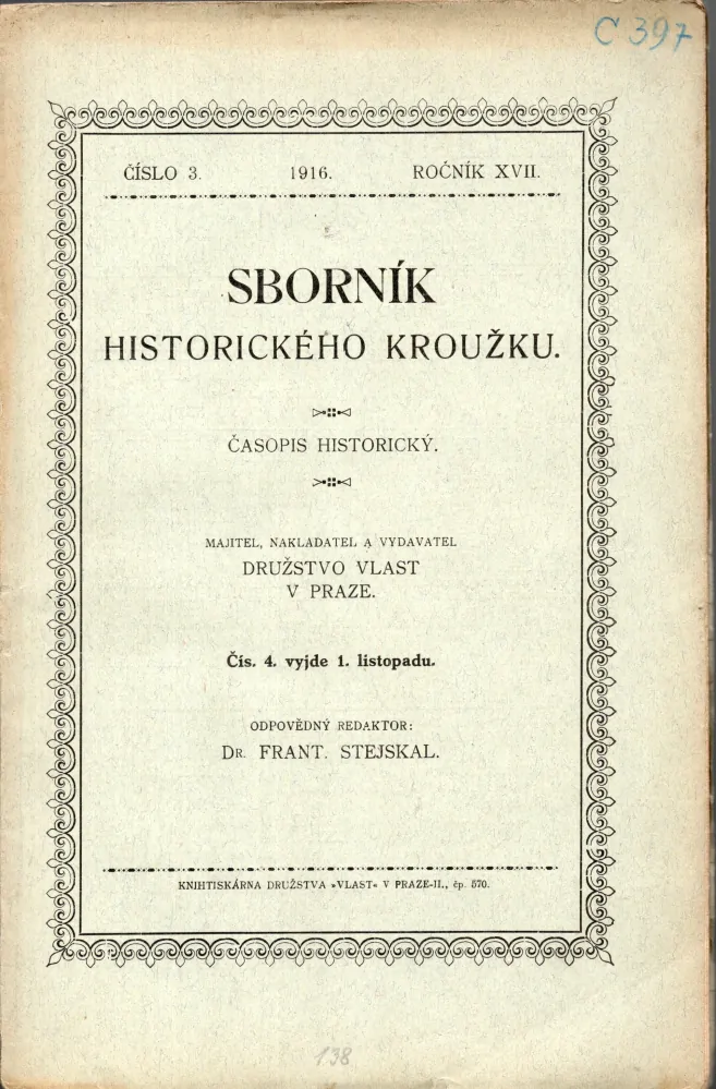 Sborník Historického kroužku 1916 r. 17