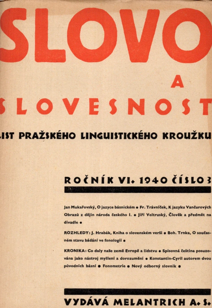 Slovo a slovesnost 1940 r. 6 - komplet
