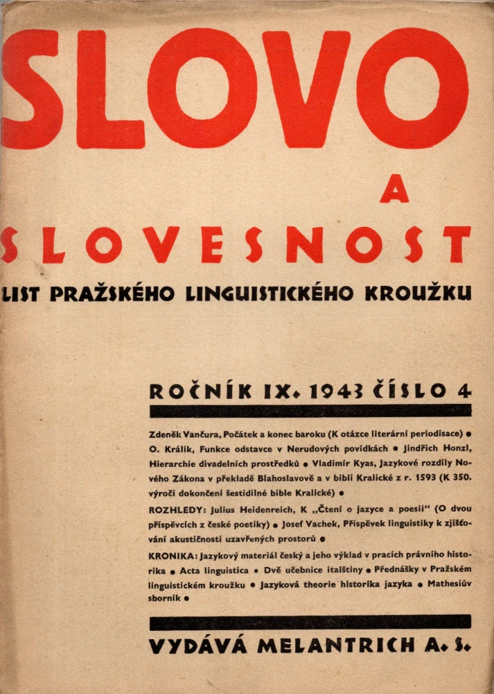 Slovo a slovesnost 1943 r. 9 - komplet