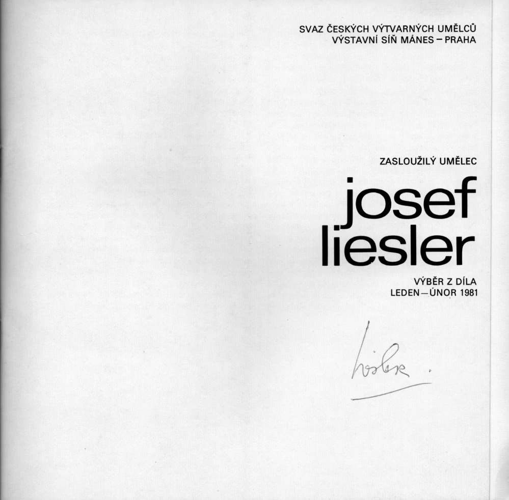 Josef Liesler: Výběr z díla (podpis)