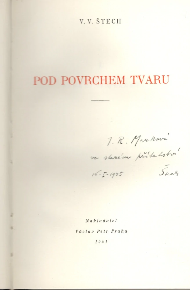 Štech, Václav - Pod povrchem tvarů (podpis)