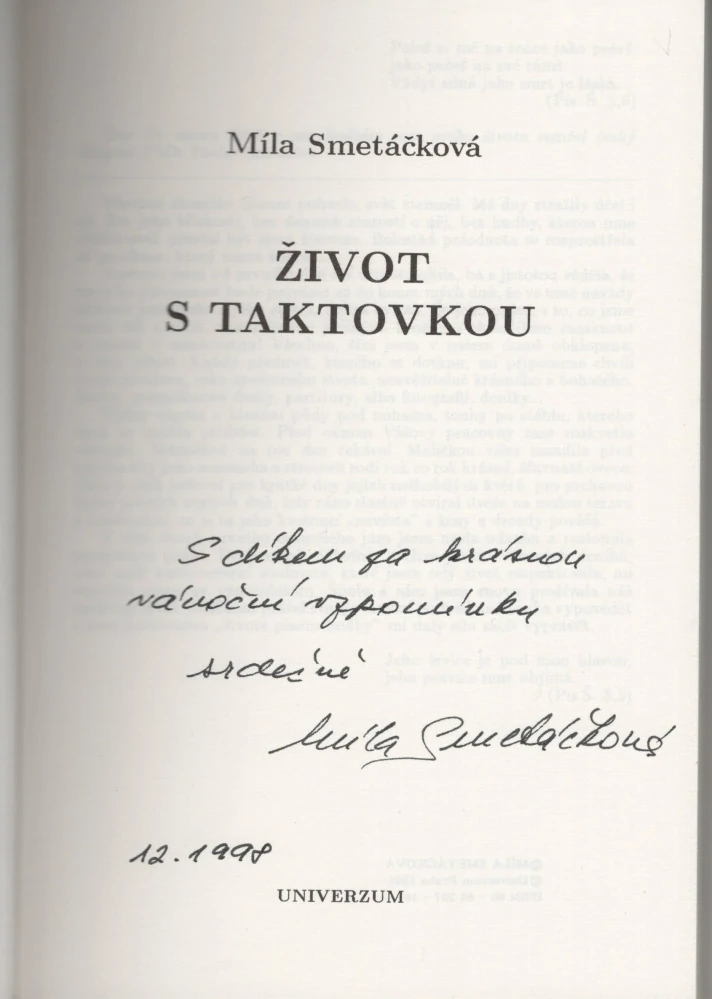 Smetáčková, Míla - Život s taktovkou (podpis)