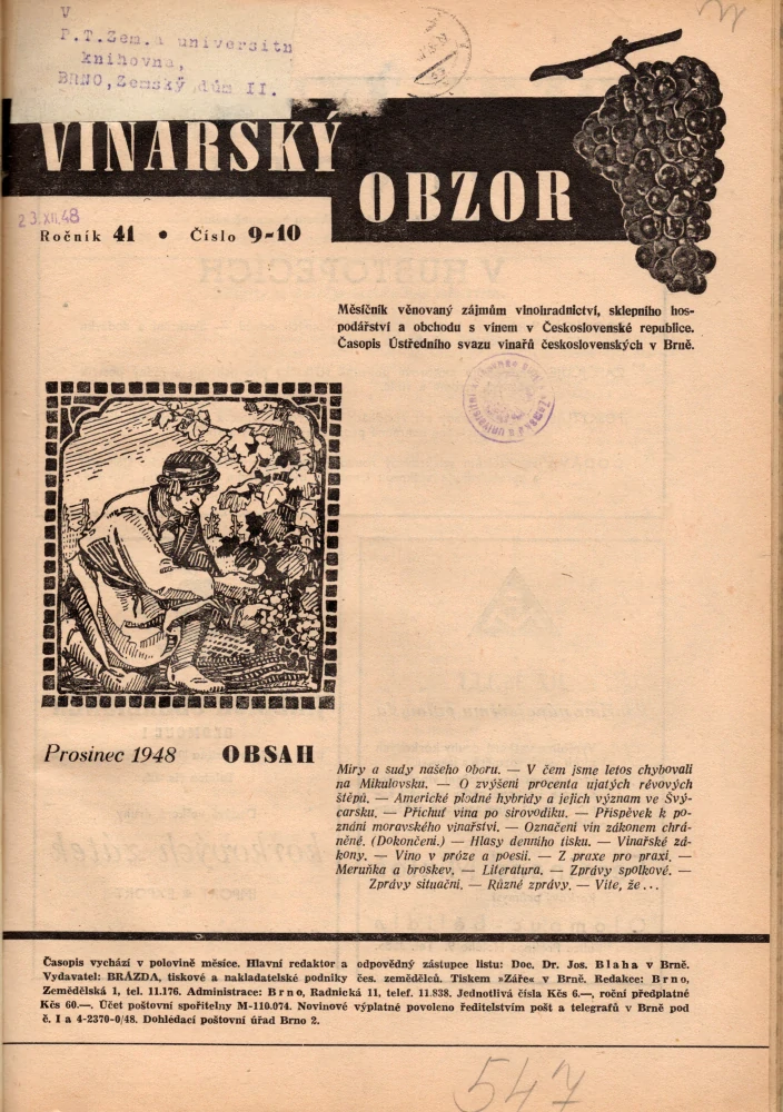 Vinařský obzor r. 41 1948 - komplet