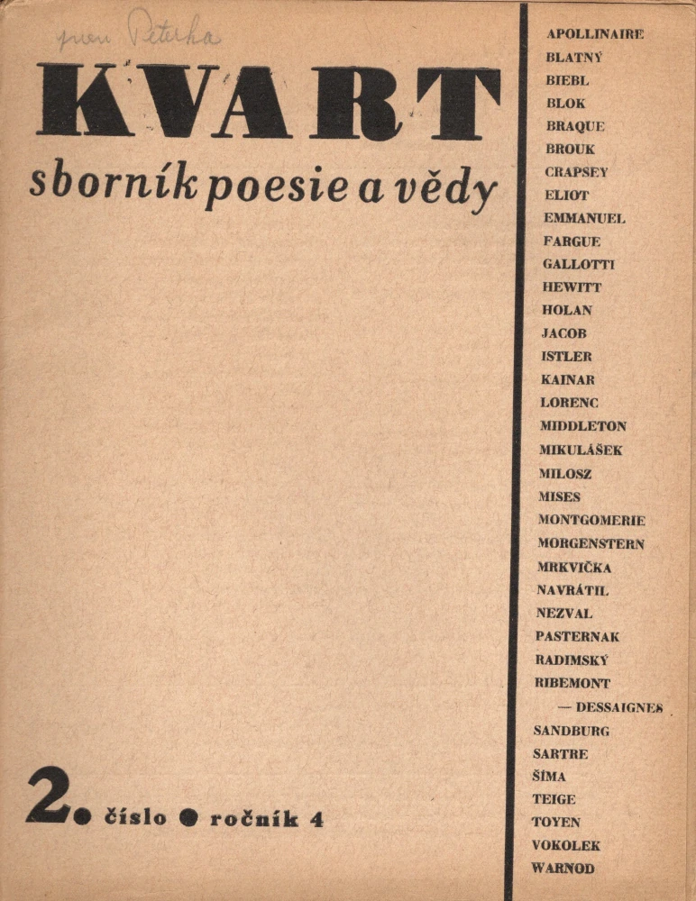 Kvart, sborník poesie a vědy r. 4 - komplet