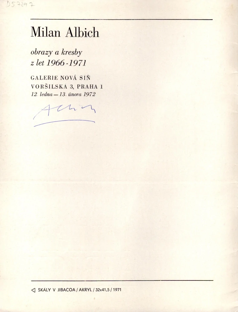 Milan Albich: Obrazy a kresby z let 1966-1971 (podpis)