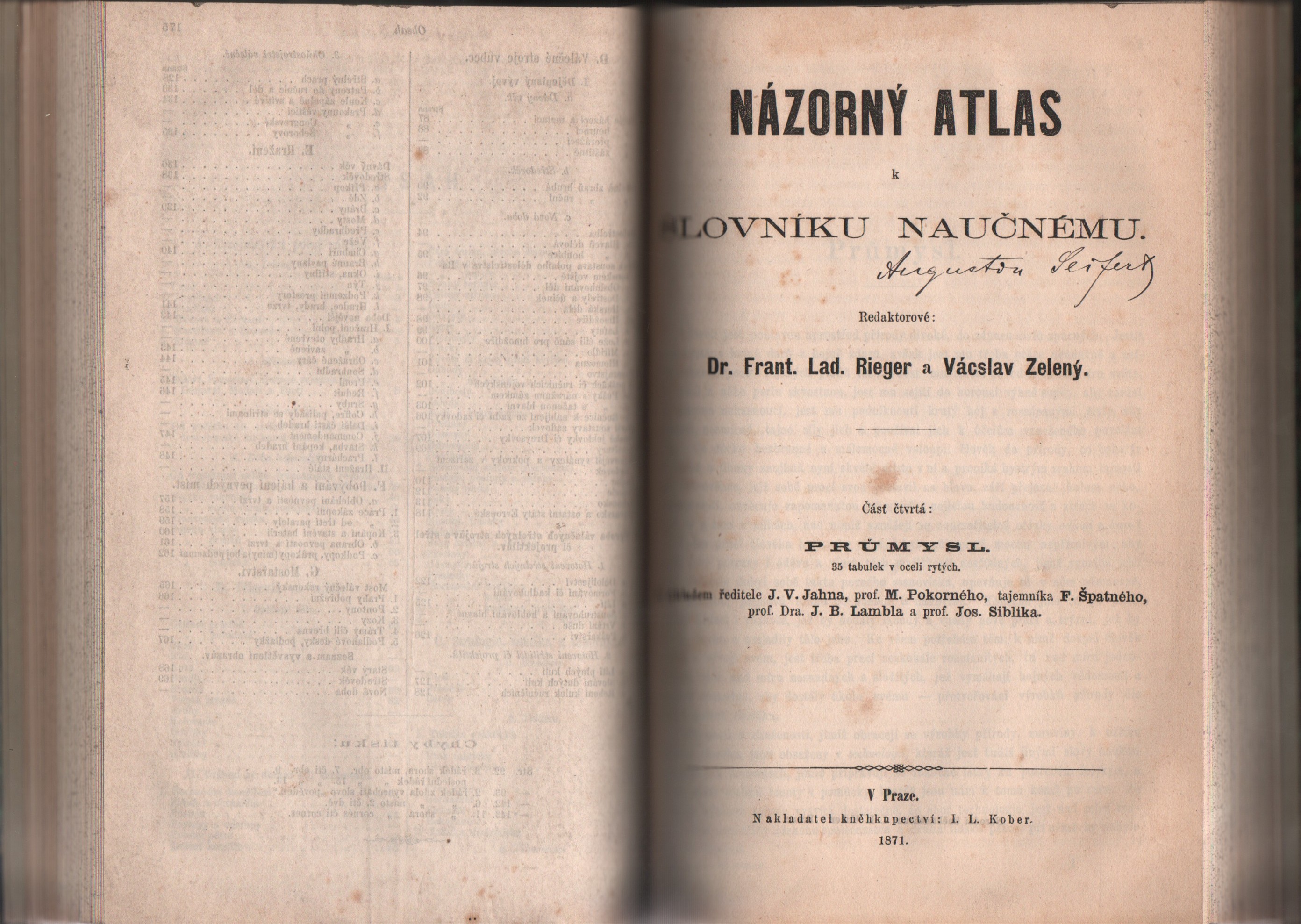 Frant. Lad. Rieger; Vácslav Zelený - Názorný atlas k slovníku naučnému