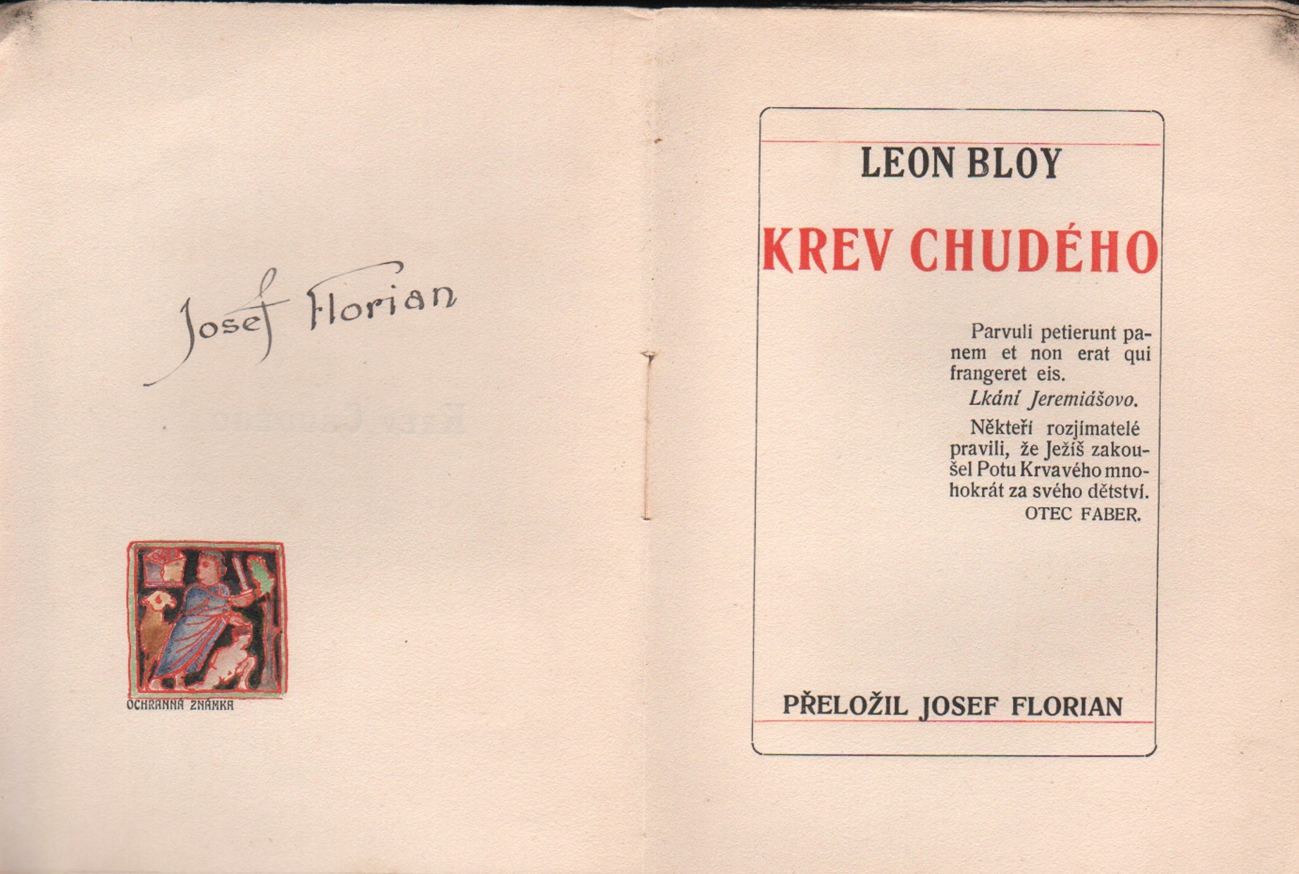 Bloy, Leon - Krev chudého (podpis)
