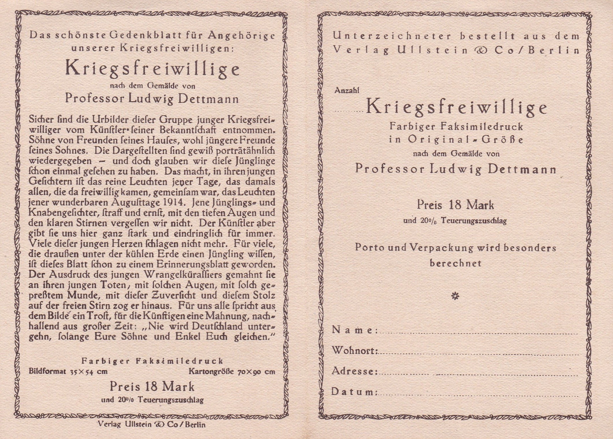 Dettmann, Ludwig - Kriegsfreiwillige / Dobrovolní vojáci