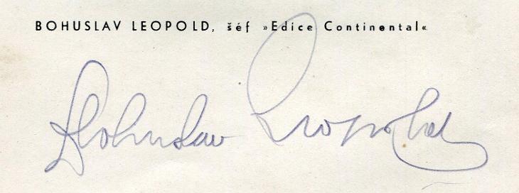 Bohuslav Leopold - Edition Continental (podpis)
