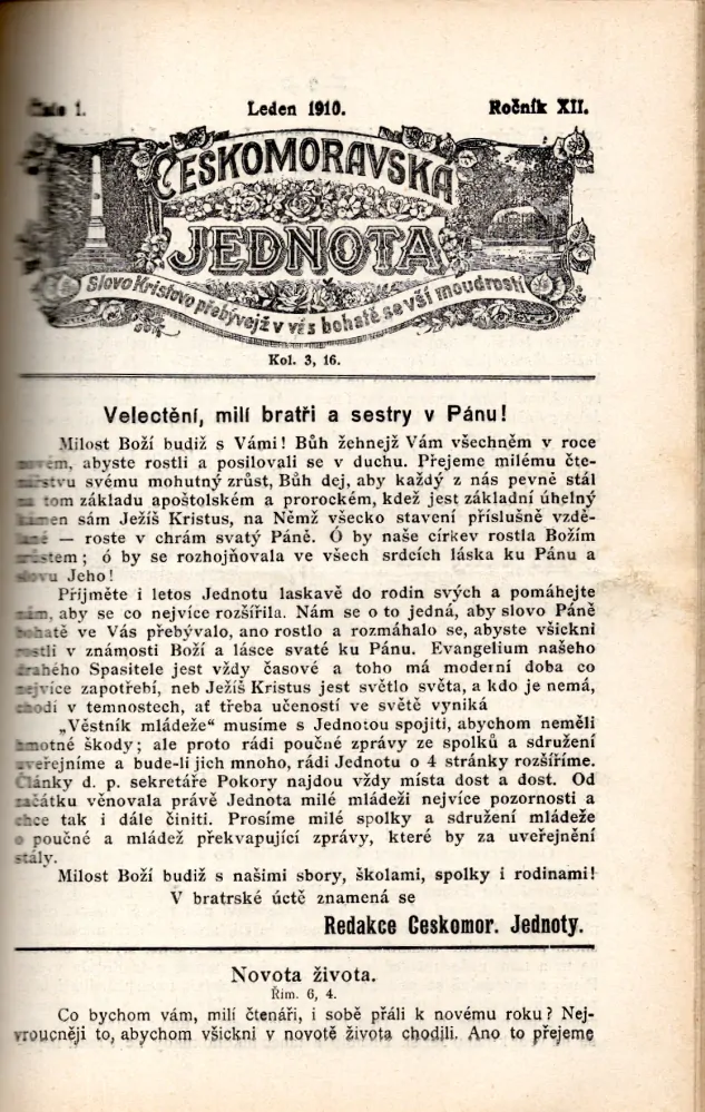 Českomoravská jednota 1909-10 r. 11-12 - komplet