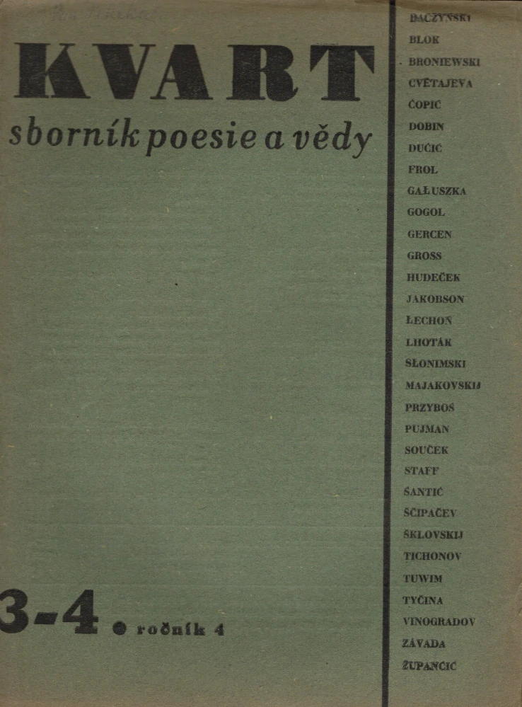 Kvart, sborník poesie a vědy r. 4 - komplet