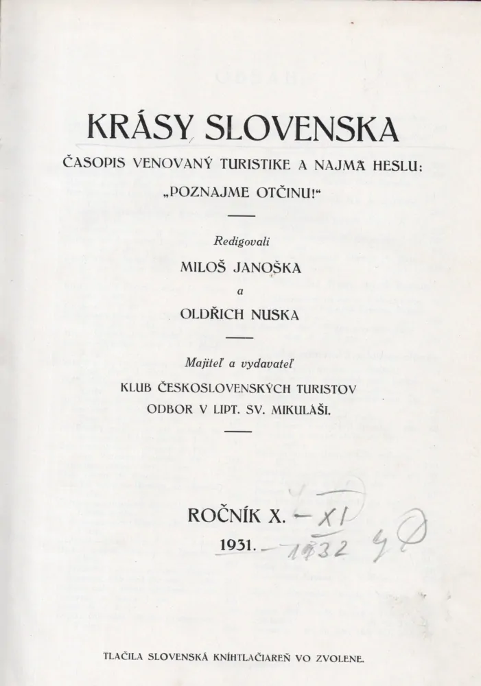 Krásy Slovenska 1931-32 r. 10-11 - komplet