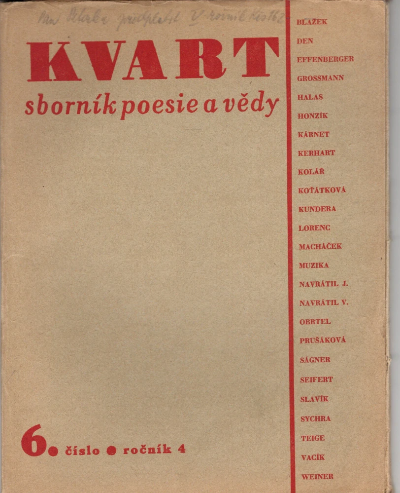 Kvart, sborník poesie a vědy r. 4 - komplet