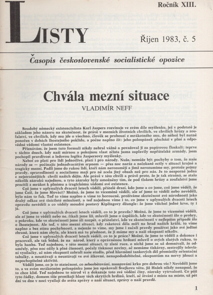 Listy, časopis československé socialistické opozice 1984 - komplet