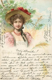 Přání - Dívka v klobouku