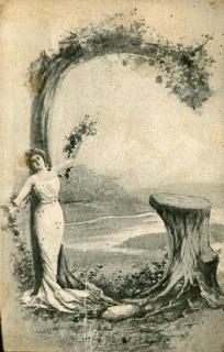 Přání - dívka s pařezem