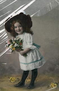 Přání - Dívka s kyticí