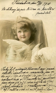 Přání - Dívka s holoubkem