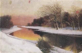 (Západ slunce v zimní krajině)