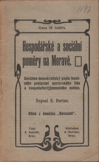 Burian, E. - Hospodářské a sociální poměry na Moravě