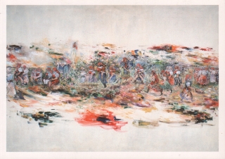 Martin Mainer: Vázání šátků, akryl, plátno, 200 x 280 cm, 1993