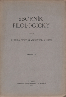 Sborník filologický, svazek IX.