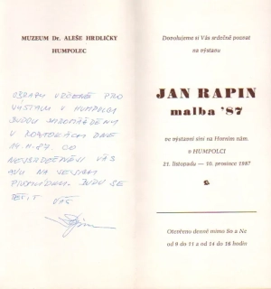 Jan Rapin: Malba '87 (podpis)